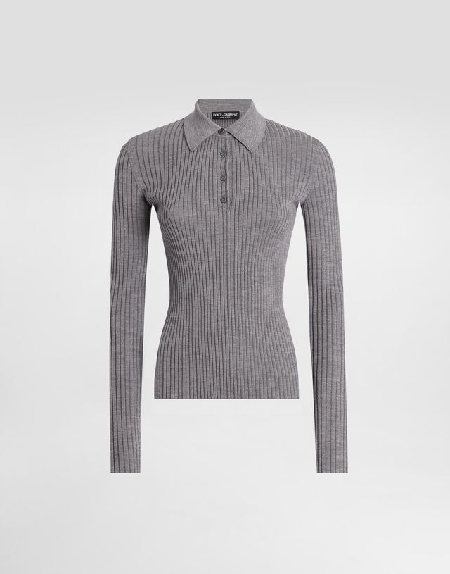Dolce & Gabbana Ribbed Wool Polo Sweater