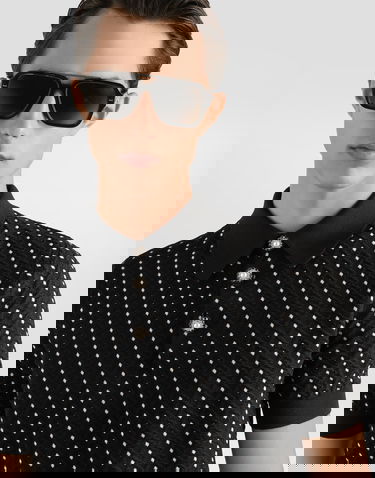 Поло тениска Dolce & Gabbana Micro-dot Stitch Knitted Polo Shirt with Pearl Buttons Черно | GXZ02ZJGMFBN0004, 3