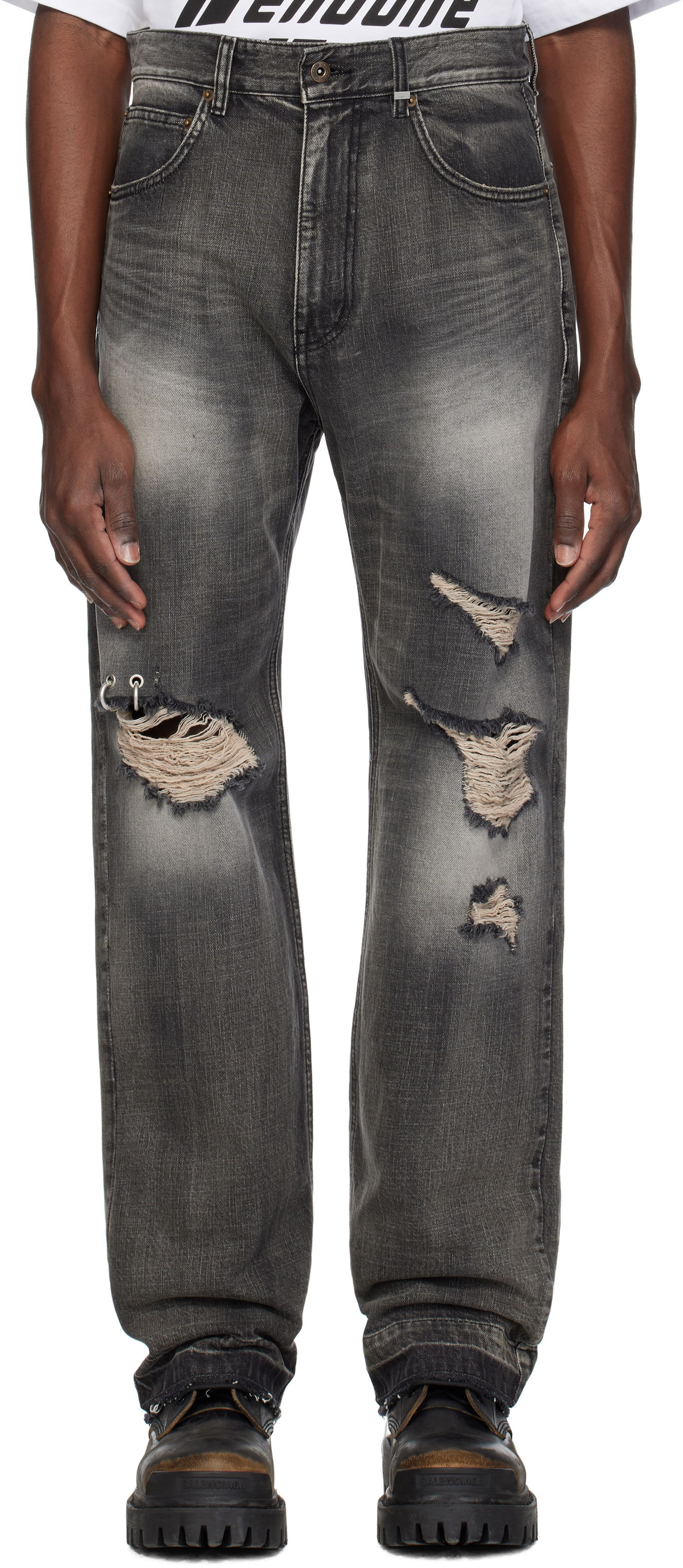Дънки We11done We11done Distressed Jeans Сиво | WD-DP0-25-333-M-BK, 0