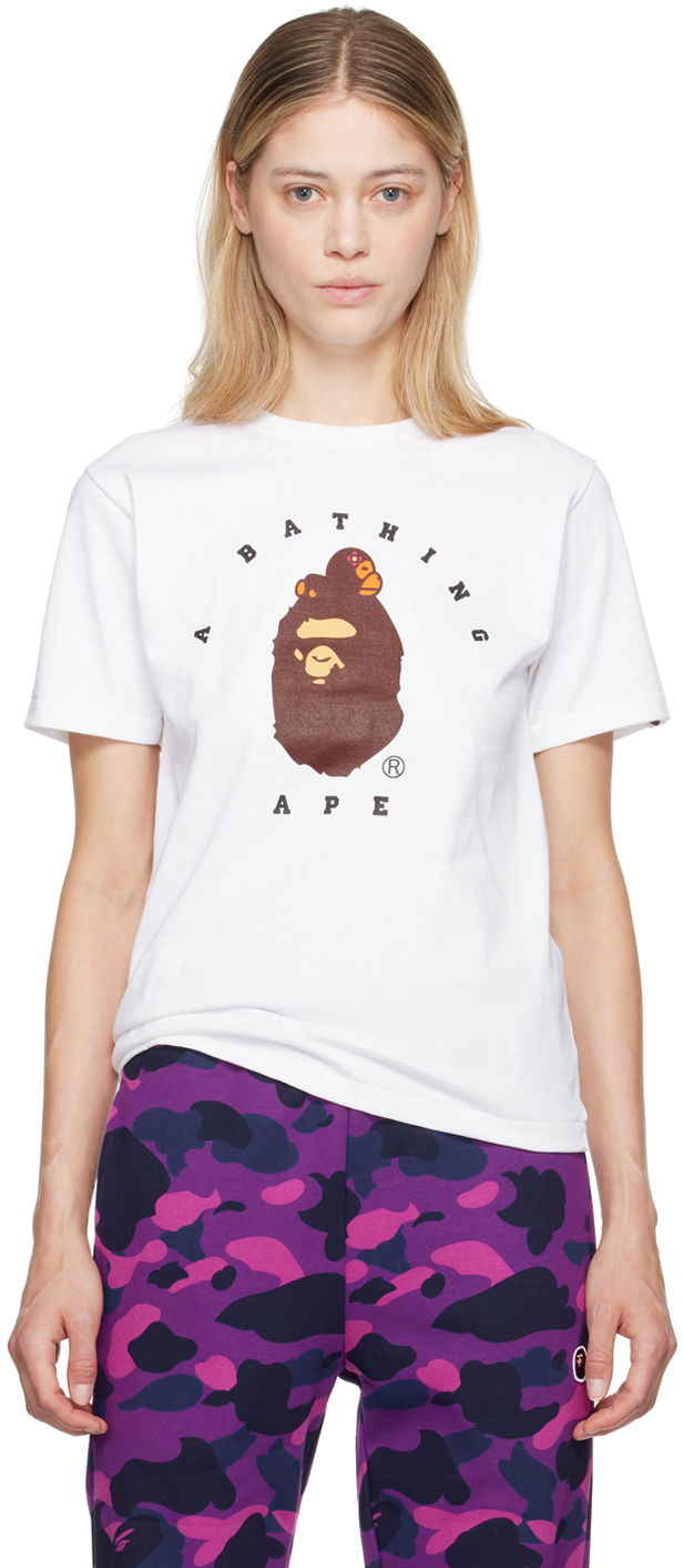 Тениска BAPE BAPE White Lisa On Ape Head T-Shirt Бяло | 002TEK302026L