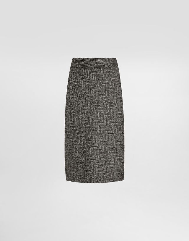 Dolce & Gabbana Chevron Wool Blend Skirt