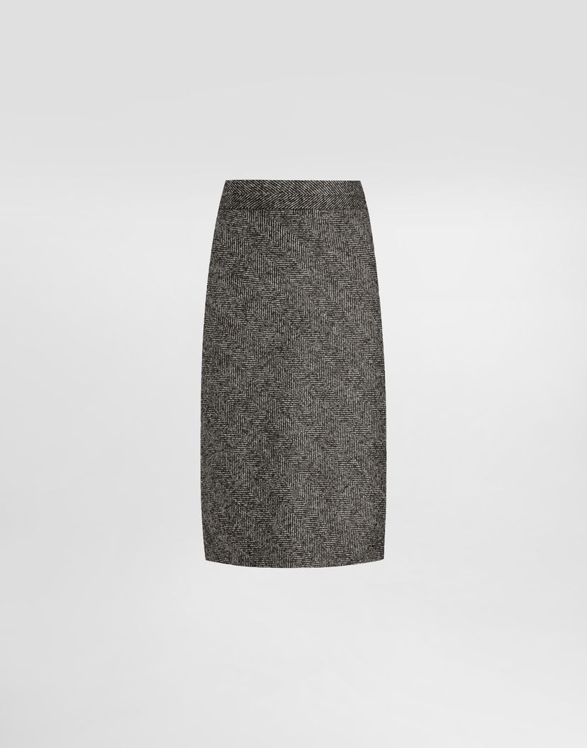 Пола Dolce & Gabbana Dolce & Gabbana Chevron Wool Blend Skirt Сиво | F4C6CTFCZAFS8030