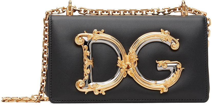 Дамска чанта Dolce & Gabbana Black DG Girls Phone Bag Черно | BI1416 AQ507