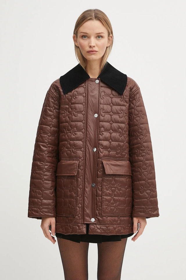 GANNI Shiny Quilt Midi Jacket