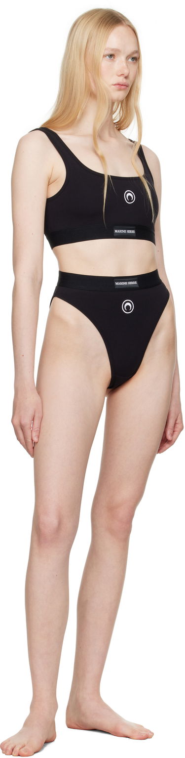 Сутиен Marine Serre Marine Serre Moon Logo Jersey Sport Bra Черно | WUW002A CJER0012, 3