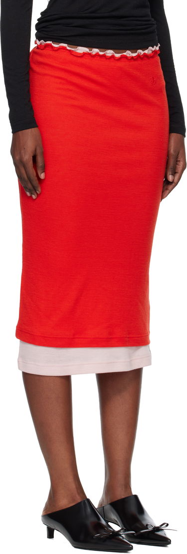 Пола Jil Sander Double Layer Midi Skirt Червено | J40FV0116_J20226, 1