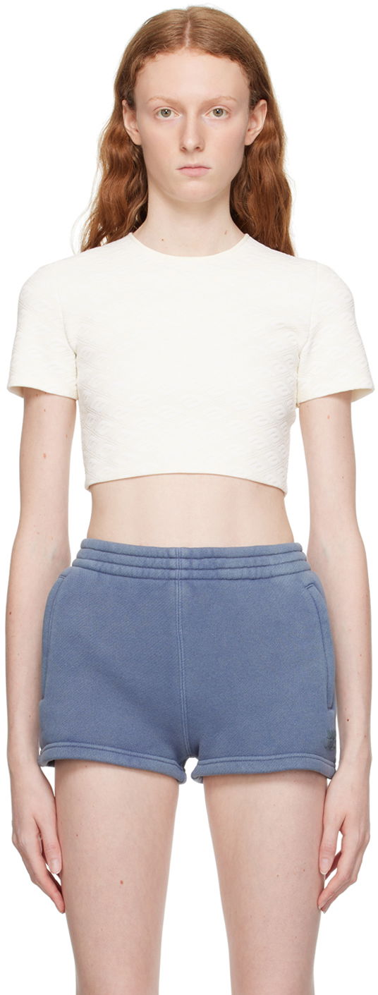 Съкратен топ Alexander Wang Cropped T-Shirt Бяло | 4KC3231056