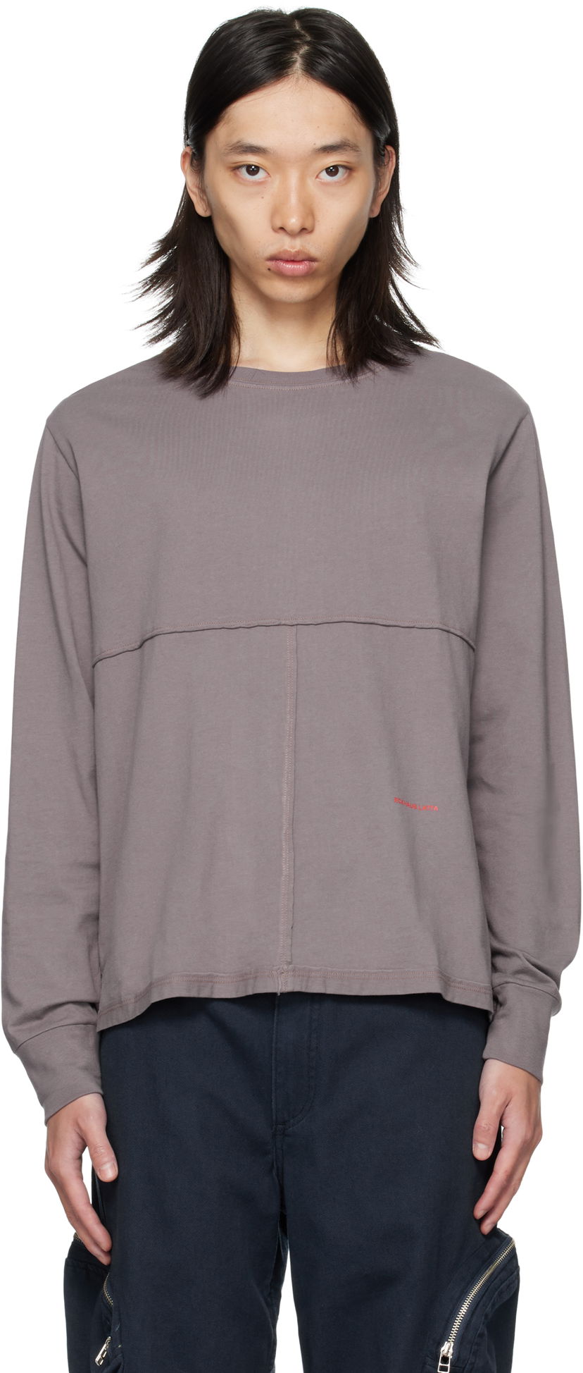 Тениска Eckhaus Latta Eckhaus Latta Lapped Long Sleeve T-Shirt Сиво | 302-EL-PF25-SK