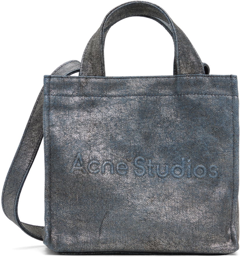 Голяма пазарска чанта Acne Studios Logo Mini Shoulder Tote Bag Сиво | C10213-