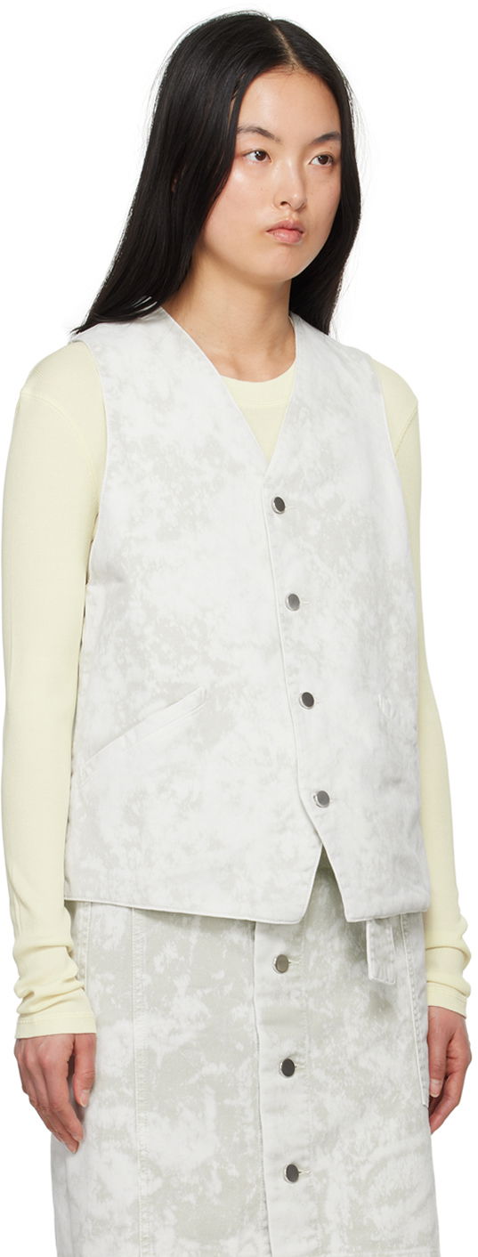 Жилетка LEMAIRE Lemaire Acid-Washed Denim Vest Бяло | OW1071 LD1012, 1