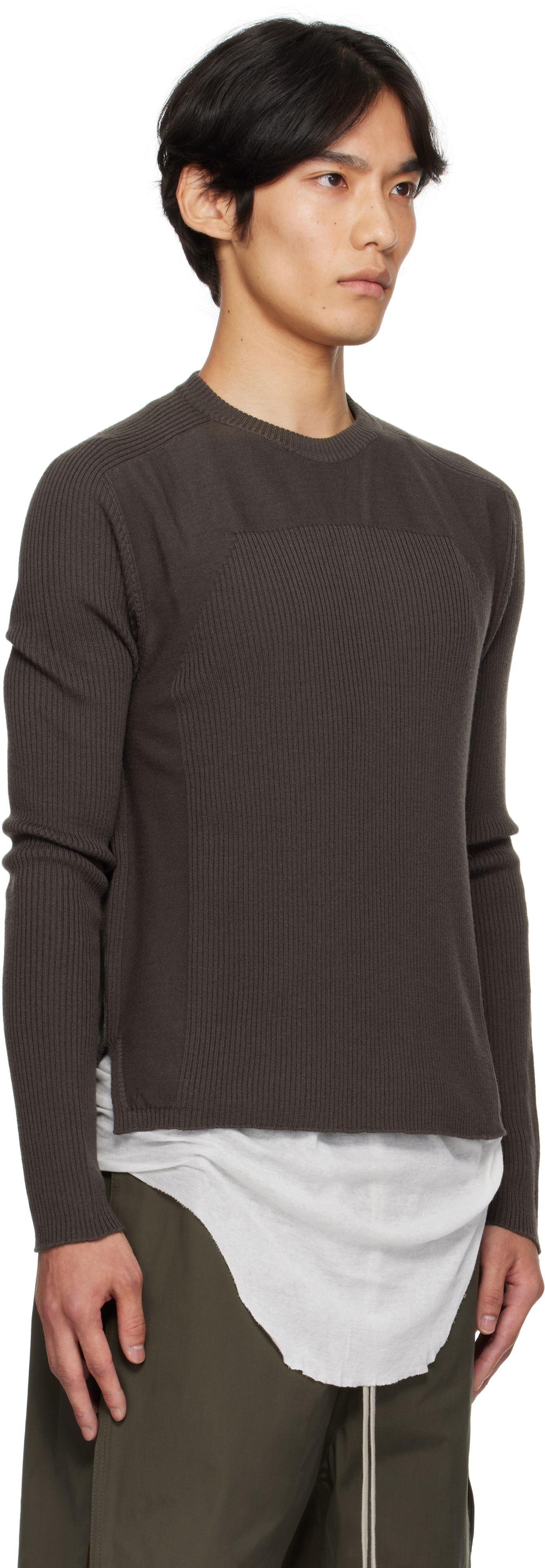 Пуловер Rick Owens Rick Owens Concordians Ribbed Geo Sweater Кафяво | RU02E1639 RIBM, 1