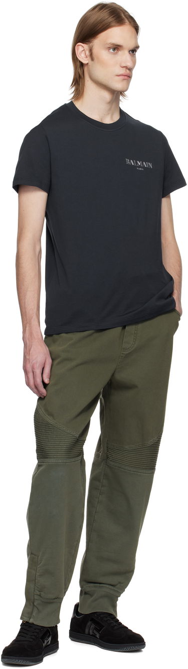 Спортни панталони Balmain Balmain Loose-Fit Denim & Jersey Trousers Зелено | EH1MD045DF43, 3