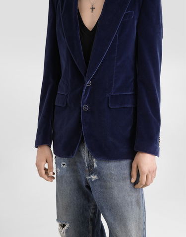 Яке Dolce & Gabbana Single-Breasted Velvet Jacket Синьо | G2TV4TFUVG7B0065, 3