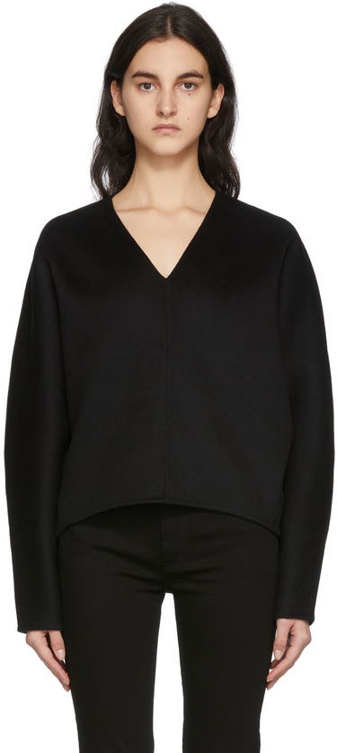 Пуловер TOTEME TOTEME Double Wool Cashmere V-Neck Sweater Черно | 214-716-717, 0
