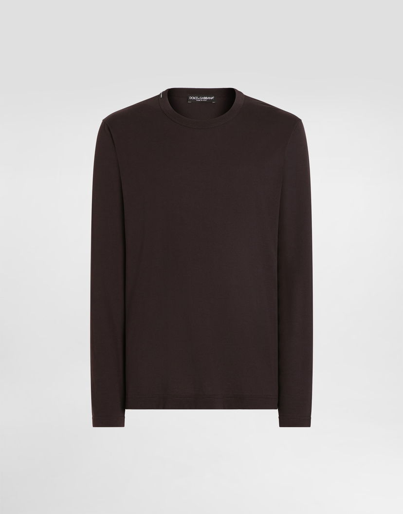 Тениска Dolce & Gabbana Cotton Long-Sleeve T-Shirt Кафяво | G8PV0TFU7EQM0682