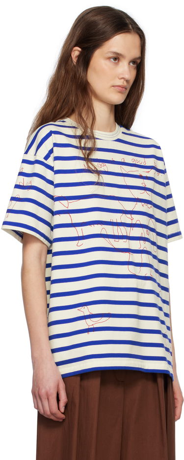 Тениска Bode Bode Margate Striped T-Shirt Бяло | MRS25CS003, 1