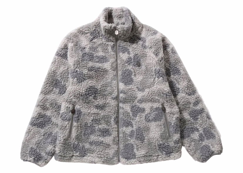 Пухо яке BAPE BAPE Tonal Solid Camo Metal Ape Head One Point Fleece Jacket Gray Сиво | 1J80-140-065