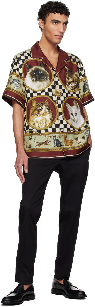 Риза Dolce & Gabbana Dolce&Gabbana Silk Cat Print Shirt Многоцветен | G5LH3THI1VV, 3