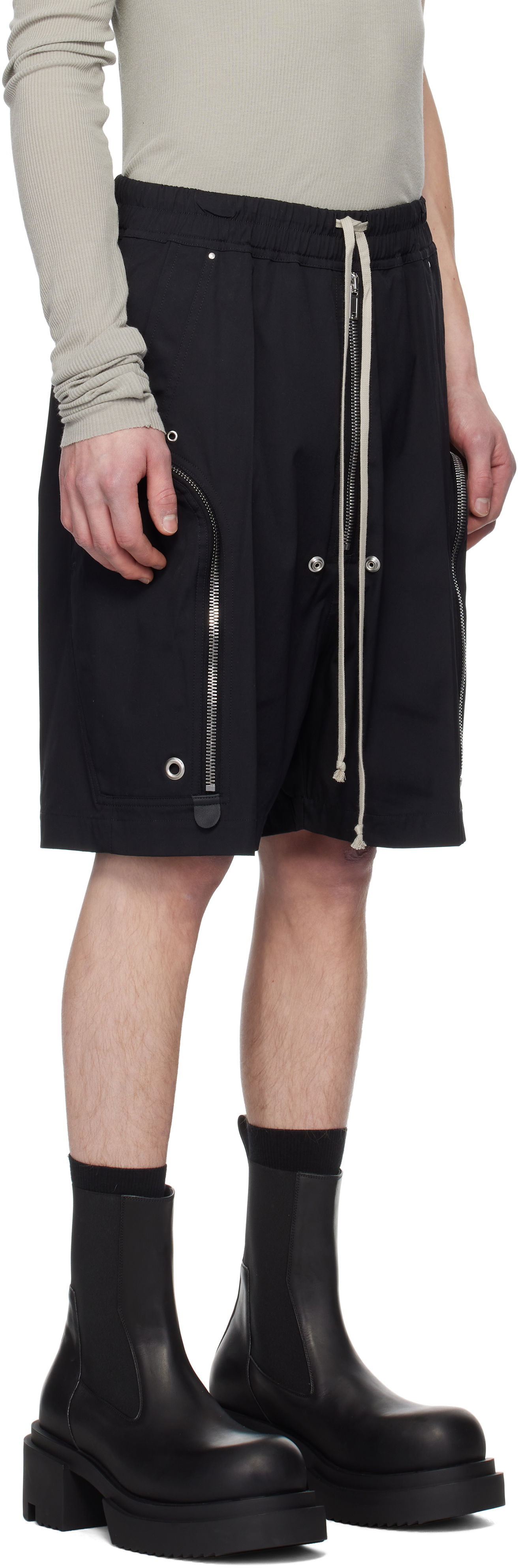 Къси панталони Rick Owens Rick Owens Hollywood Heavy Bauhaus Bela Shorts Черно | RU01E5392 TE, 1
