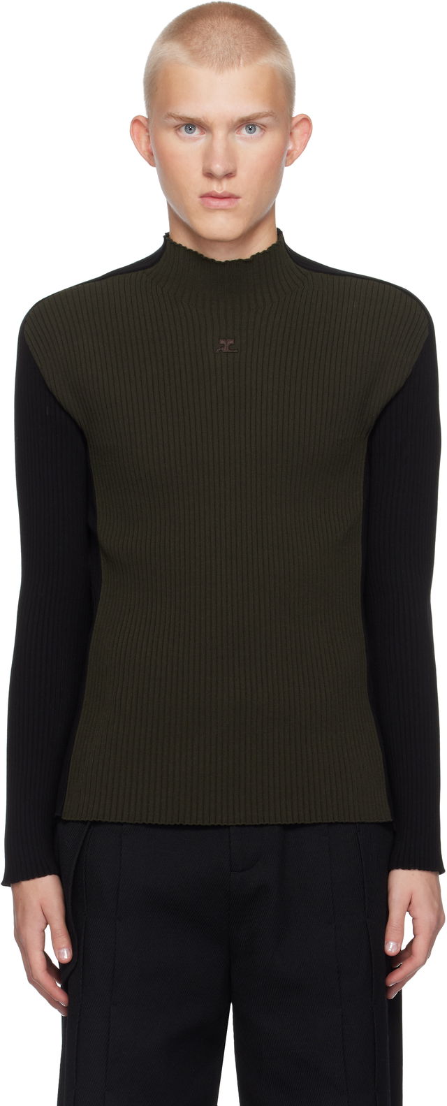 Contrast Frame Rib Knit Turtleneck