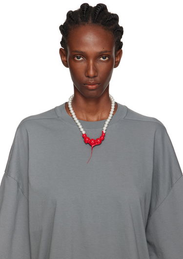 Колие Ottolinger Ottolinger Pearl Necklace with Red Pendant Червено | 125-902925-01, 1
