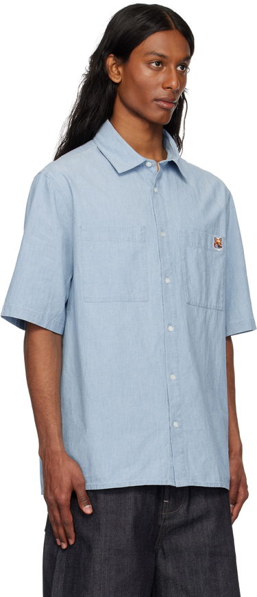 Риза MAISON KITSUNÉ Maison Kitsuné Relaxed Short Sleeve Shirt Синьо | OM00424WC5006, 1