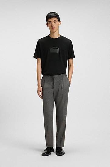 Тениска BOSS HUGO T-Shirt with Rubber Logo Черно | 50546867, 1