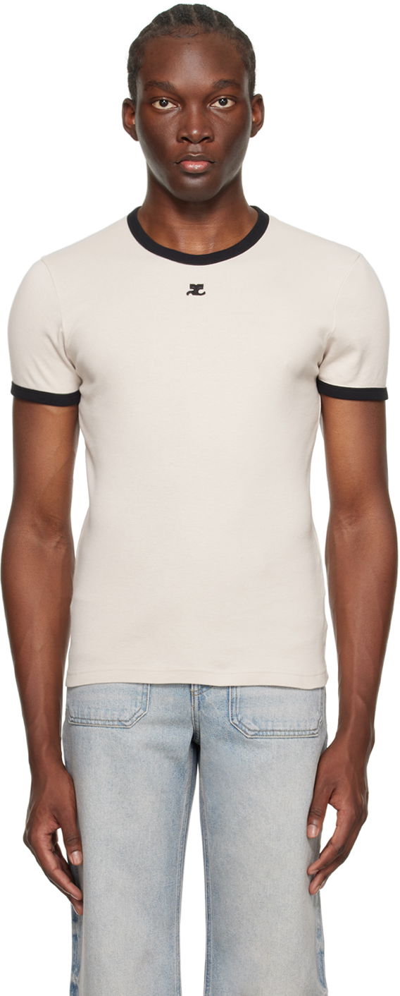 Тениска Courrèges Contrast Trim T-Shirt Бежово | 123JTS020JS0070, 0