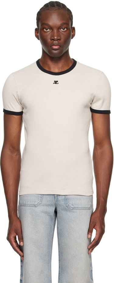Тениска Courrèges Contrast Trim T-Shirt Бежово | 123JTS020JS0070, 0