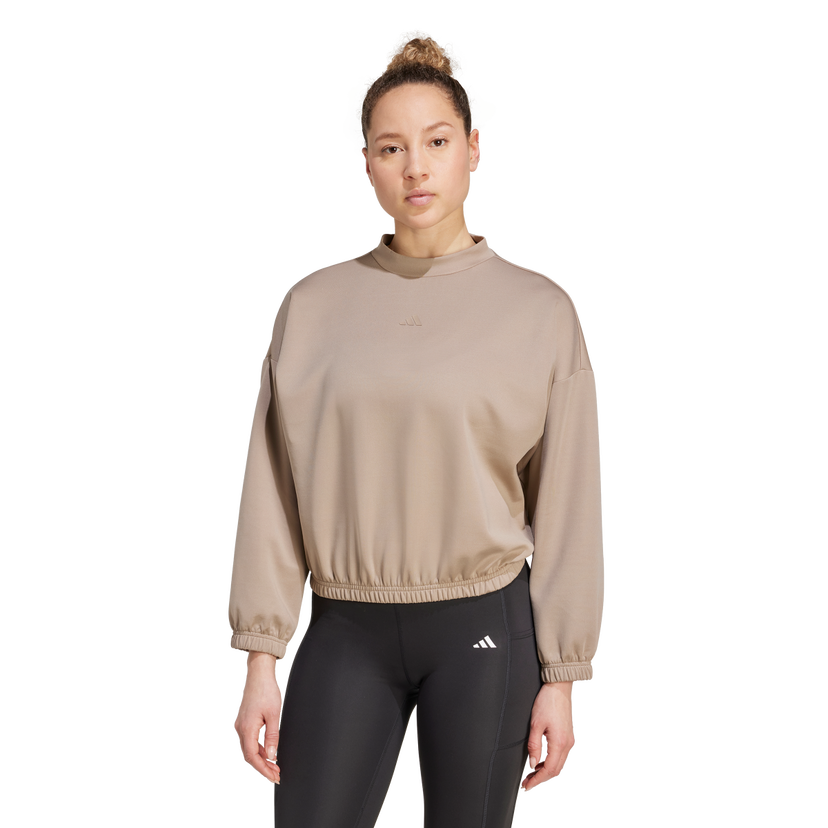 Суитчър adidas Originals YGA ES Mock Neck Long Sleeve Gathered Hem Cover-Up Бежово | JM4490