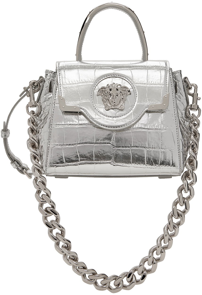 Чанта през рамо Versace Medusa Top Handle Bag "Silver" Металик | DBFI040_1A10014_1E56P, 0
