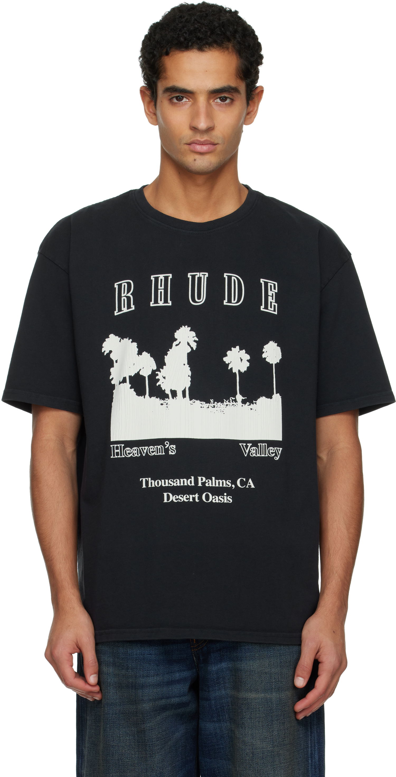 Тениска Rhude Thousand Palms Graphic T-shirt Черно | RHFW25TT02012, 0
