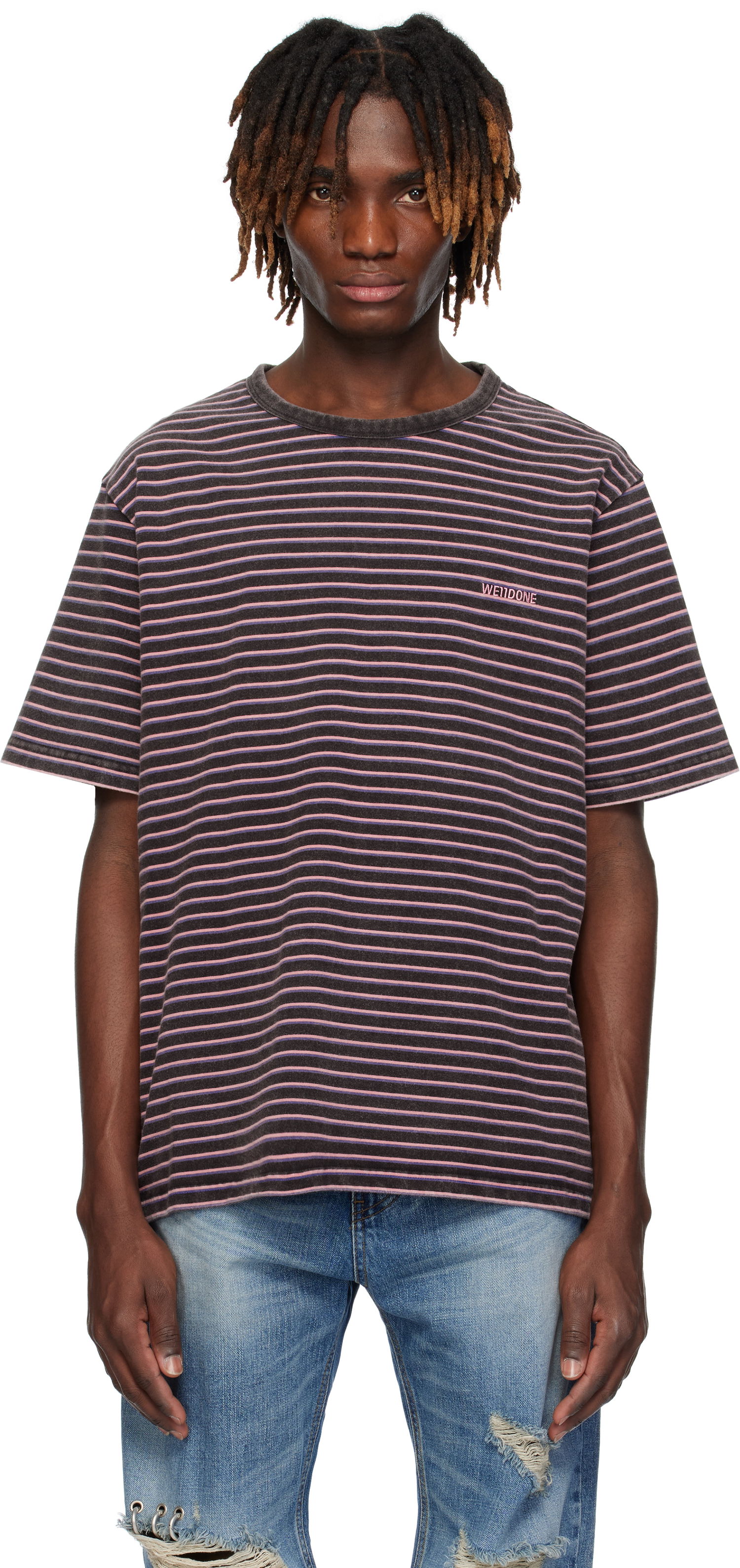 Тениска We11done We11done Logo Striped T-Shirt Многоцветен | WD-TT0-25-736-U-BK, 0