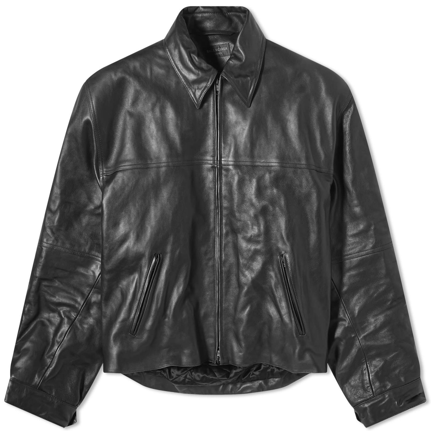 Яке Balenciaga Runway Cocoon Leather Jacket Черно | 773411-TPS02-1000, 0