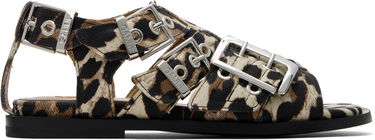 Pокля GANNI GANNI Buckle Strap Denim Sandals Бежово | S2936, 0