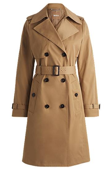 Тренчкот BOSS Double-Breasted Trench Coat with Belt Бежово | 50489115