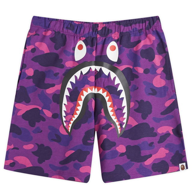 A Bathing Ape Men's Colour Camo Shark Sweat Shorts in Purple, Size Large | END. Clothing