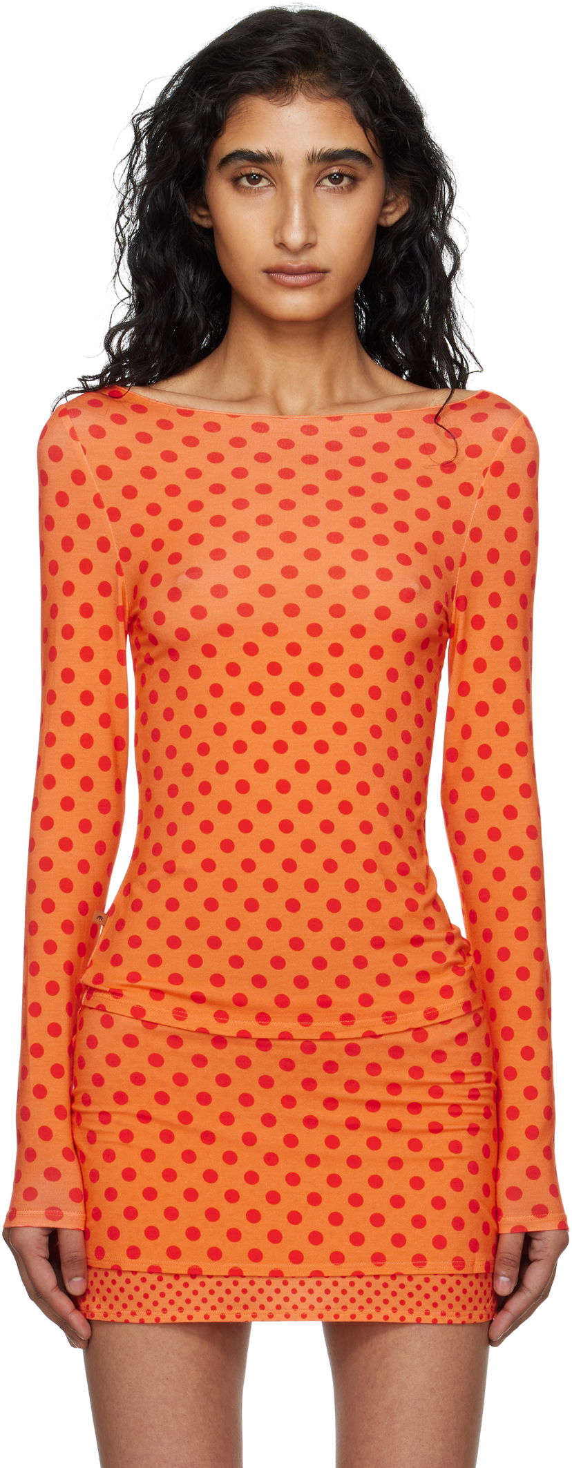 Тениска Miaou Miaou Amelia Polka Dot Long Sleeve Top Оранжево
 | 7183LJBRRP