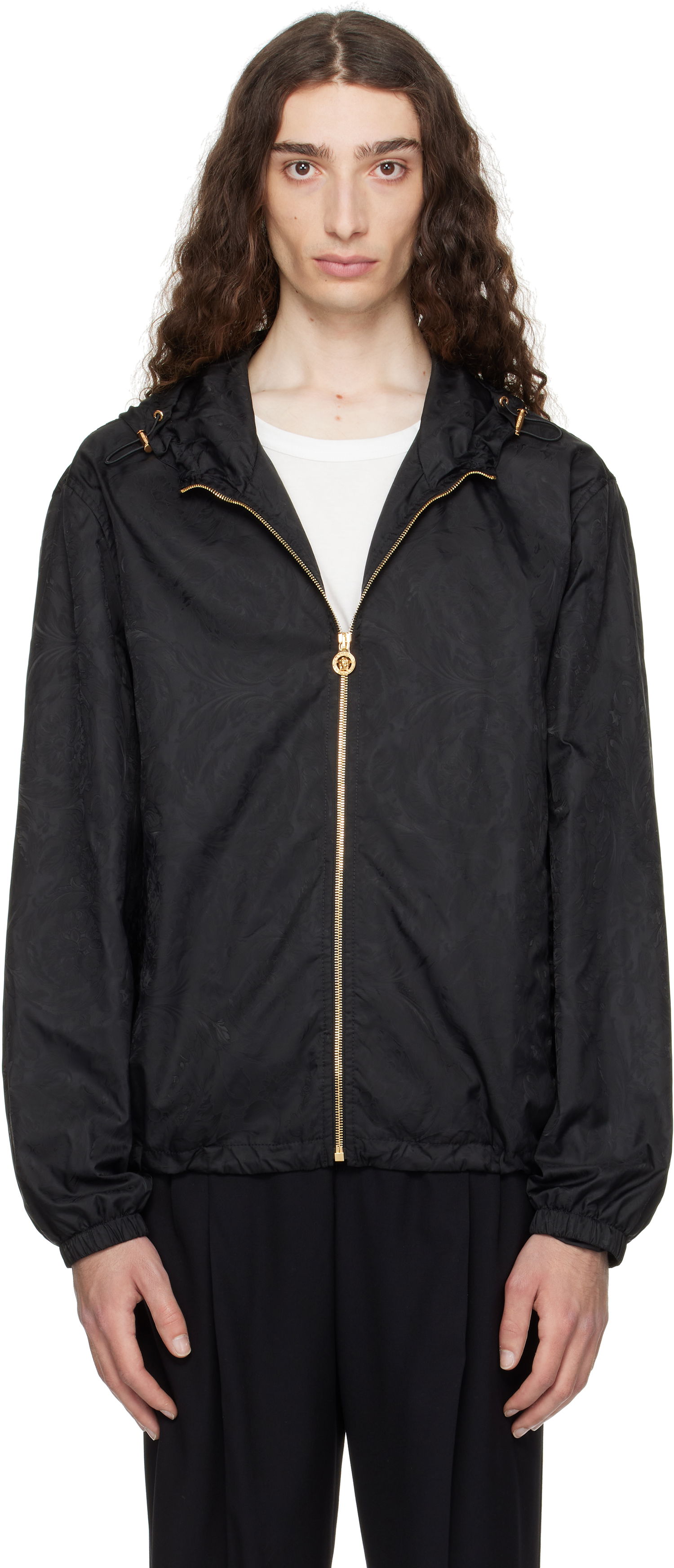 Ветровка Versace Versace Barocco Jacquard Windbreaker Jacket Черно | 1019895_1A15005, 0