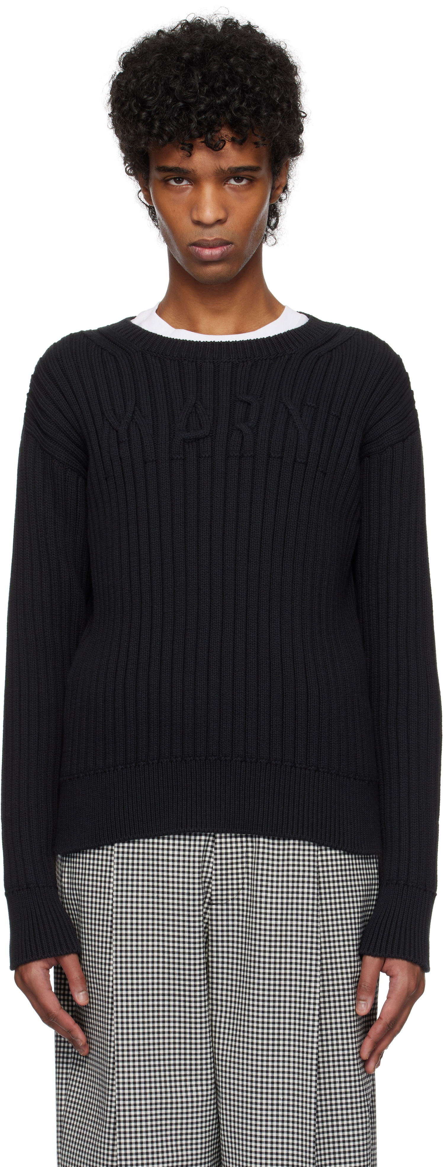 Пуловер Marni Marni Cable Logo Crewneck Sweater Черно | GCMG0430A0 UFC950, 0