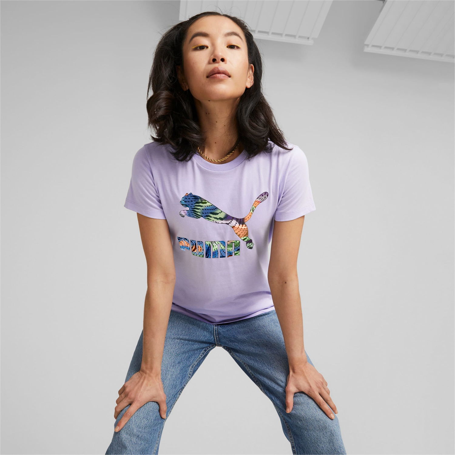 Тениска Puma Classics Logo Infill T-Shirt Лилаво | 538050_25, 1