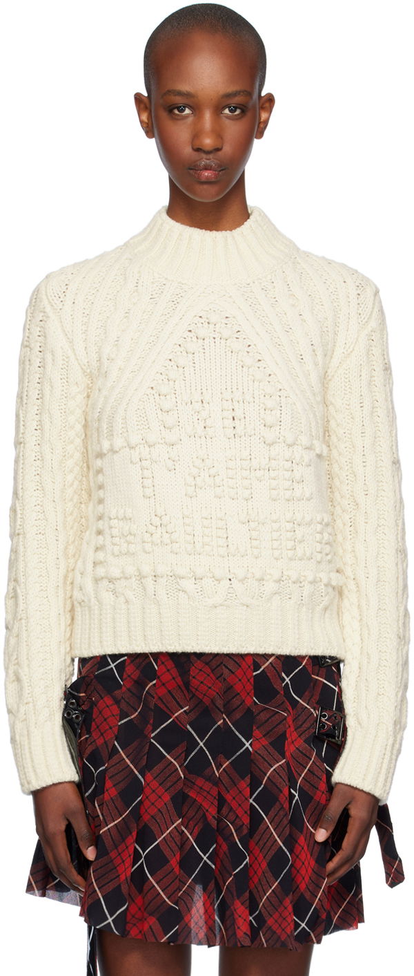 Пуловер Jean Paul Gaultier Jean Paul Gaultier Aran Knit Sweater Бяло | 24/31-F-PL055-M080-64