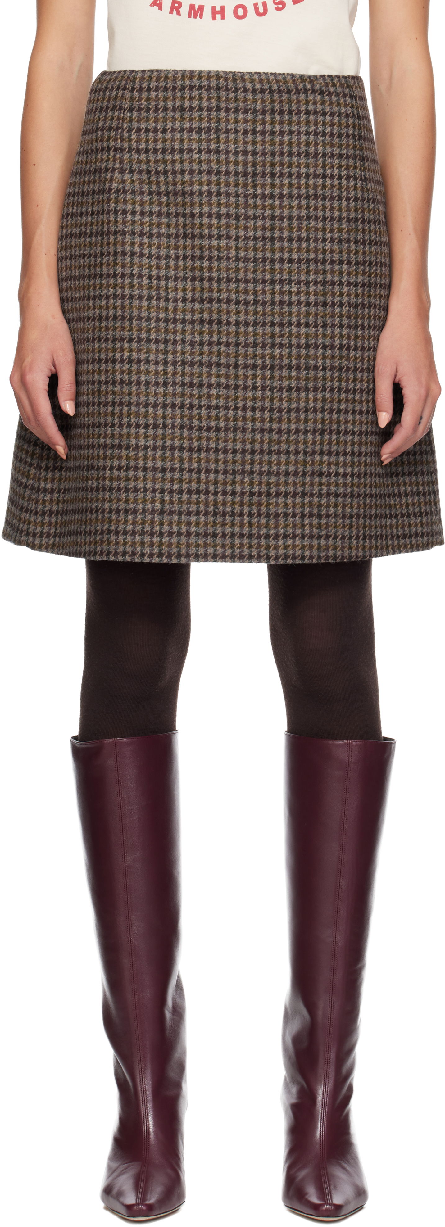 Пола Max Mara Weekend Max Mara Vata Houndstooth Miniskirt Кафяво | 2525106072600, 0