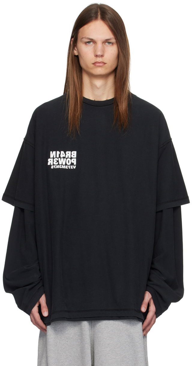 Black Brainpower Inside-Out Layered T-Shirt