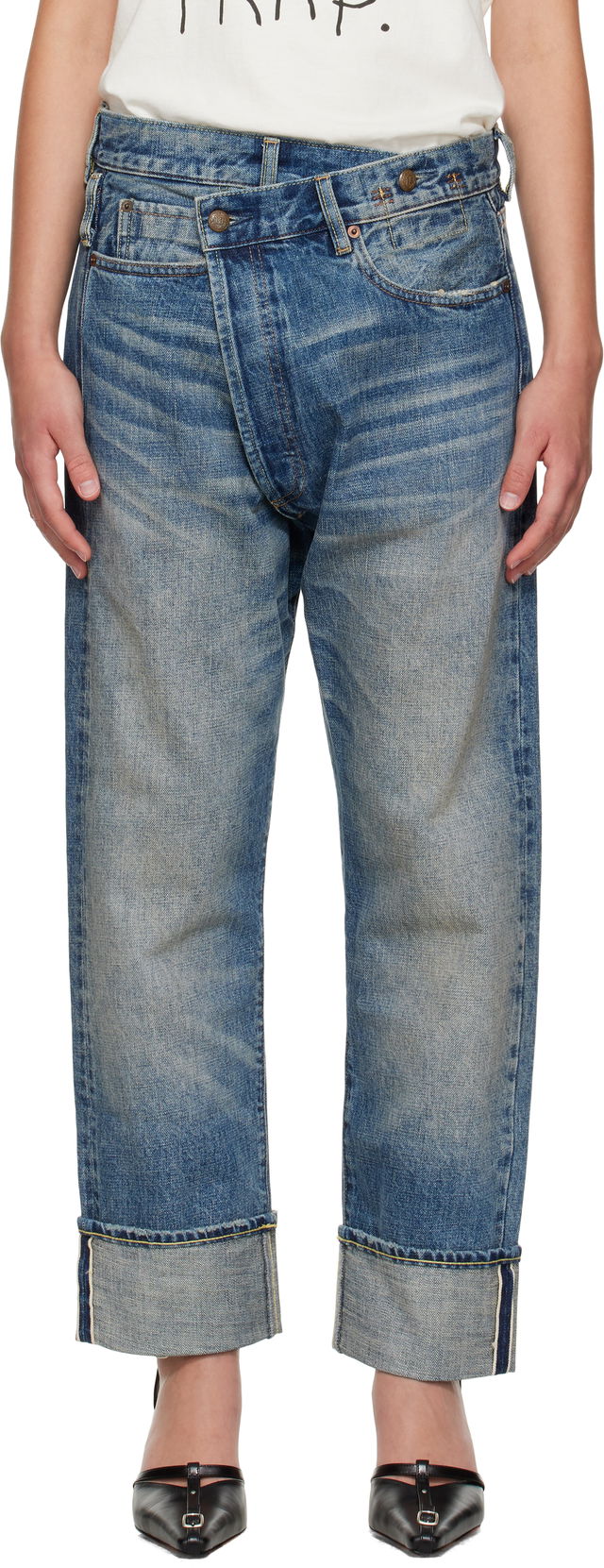 R13 Cuffed Crossover Jeans