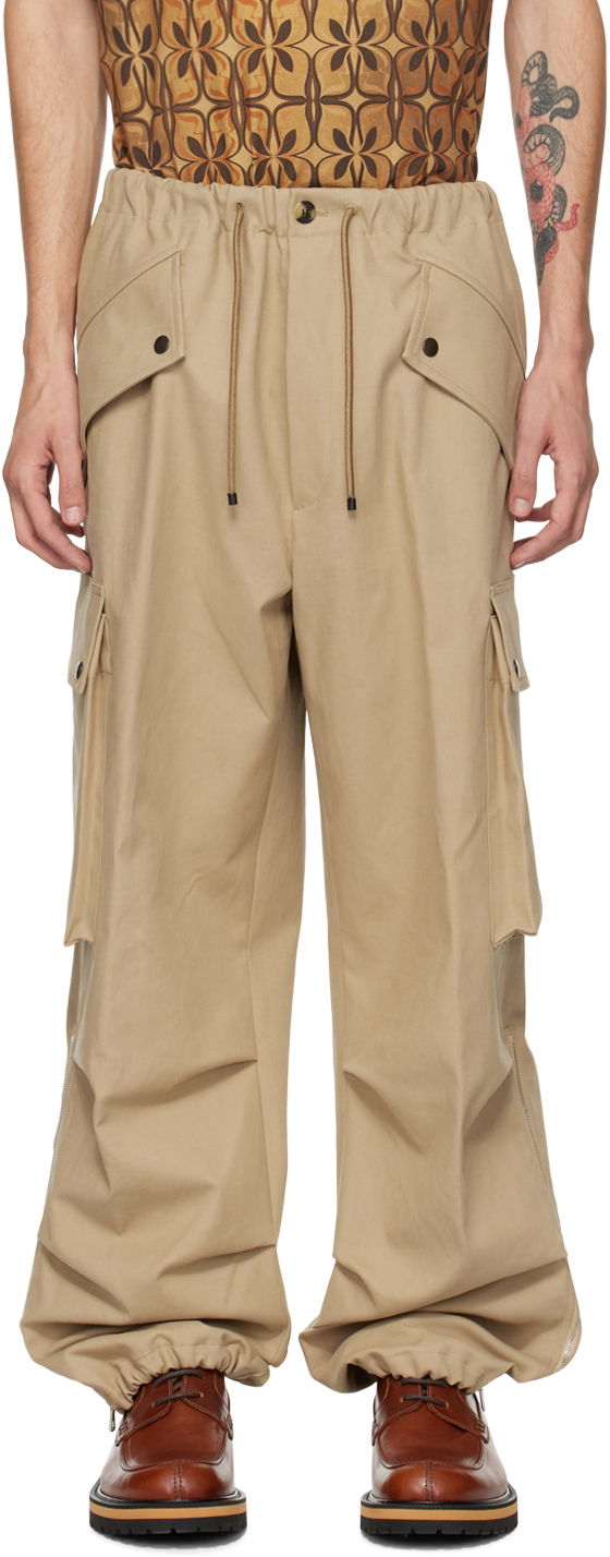 Карго панталони Dries Van Noten Tan Loose Cargo Pants Бежово | 242-020931-9129