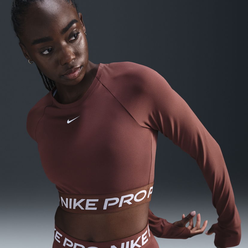 Съкратен топ Nike Crop Top Long Sleeve Dri-FIT Бургунди | FV5484-218