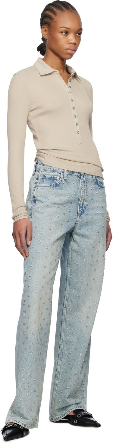 Поло тениска rag & bone rag & bone Essential Rib Button Polo Бежово | WCC24HP021CA21, 3