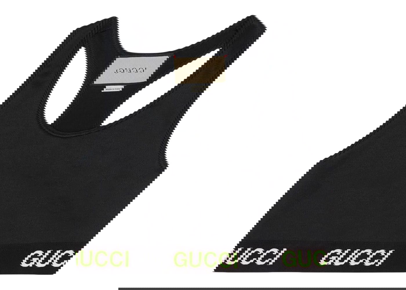 Съкратен топ Gucci Logo Jacquard Crop Top Black Yellow Черно | 693086 XJDS5 1131, 0