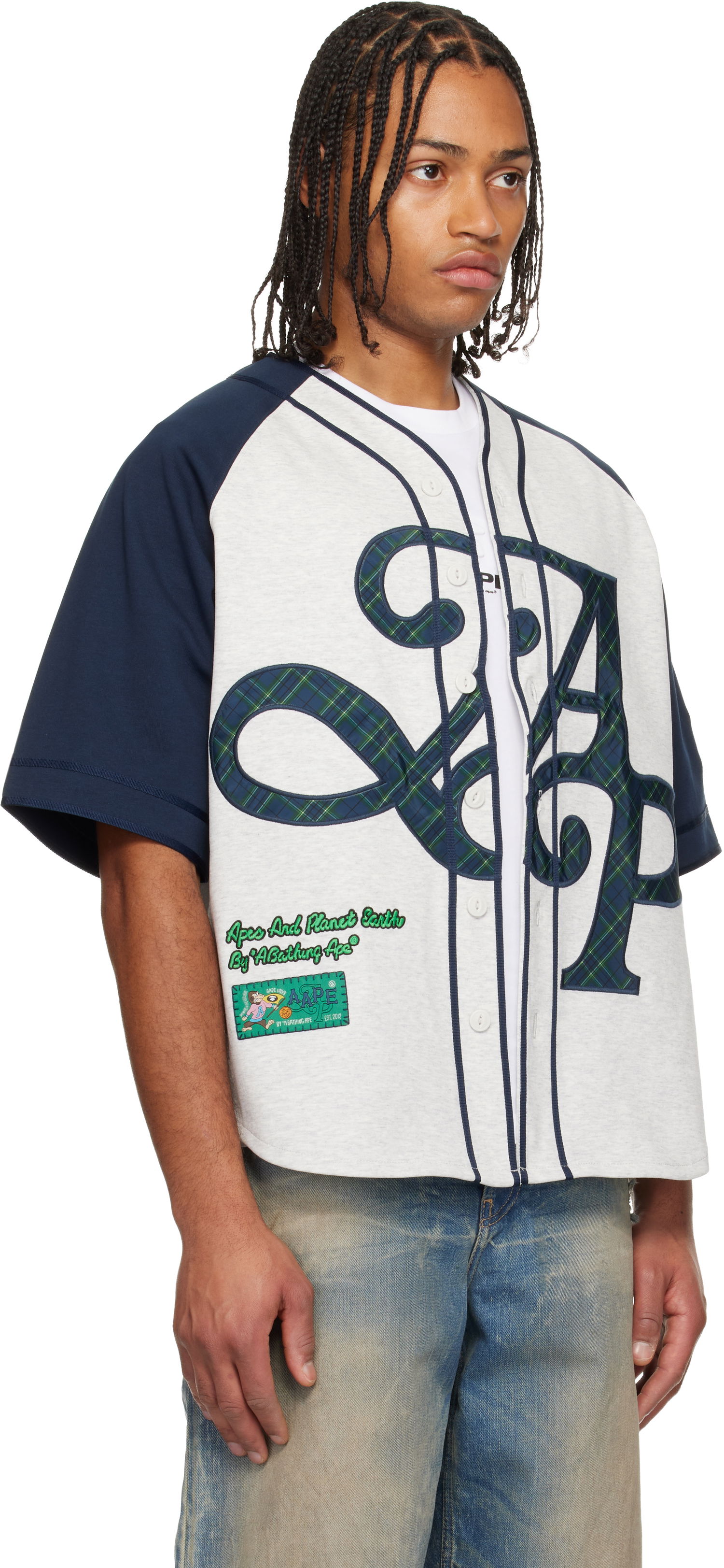 Риза AAPE by A Bathing Ape Fancy Plaid Script Baseball Shirt Многоцветен | AAPTEM1660XXNWH2, 1